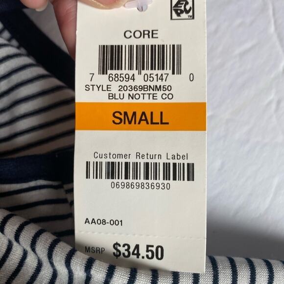 Maison Jules NWT Women's Sm Beach Nautical Navy Stripe Boho Lace Floral Tank Top - Picture 9 of 11